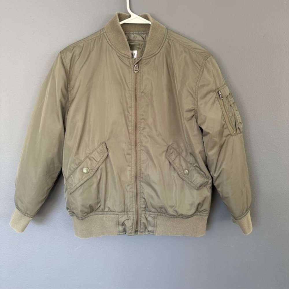 Gap Boys Bomber Flight Jacket LARGE Army Green AWESOME CONDITION